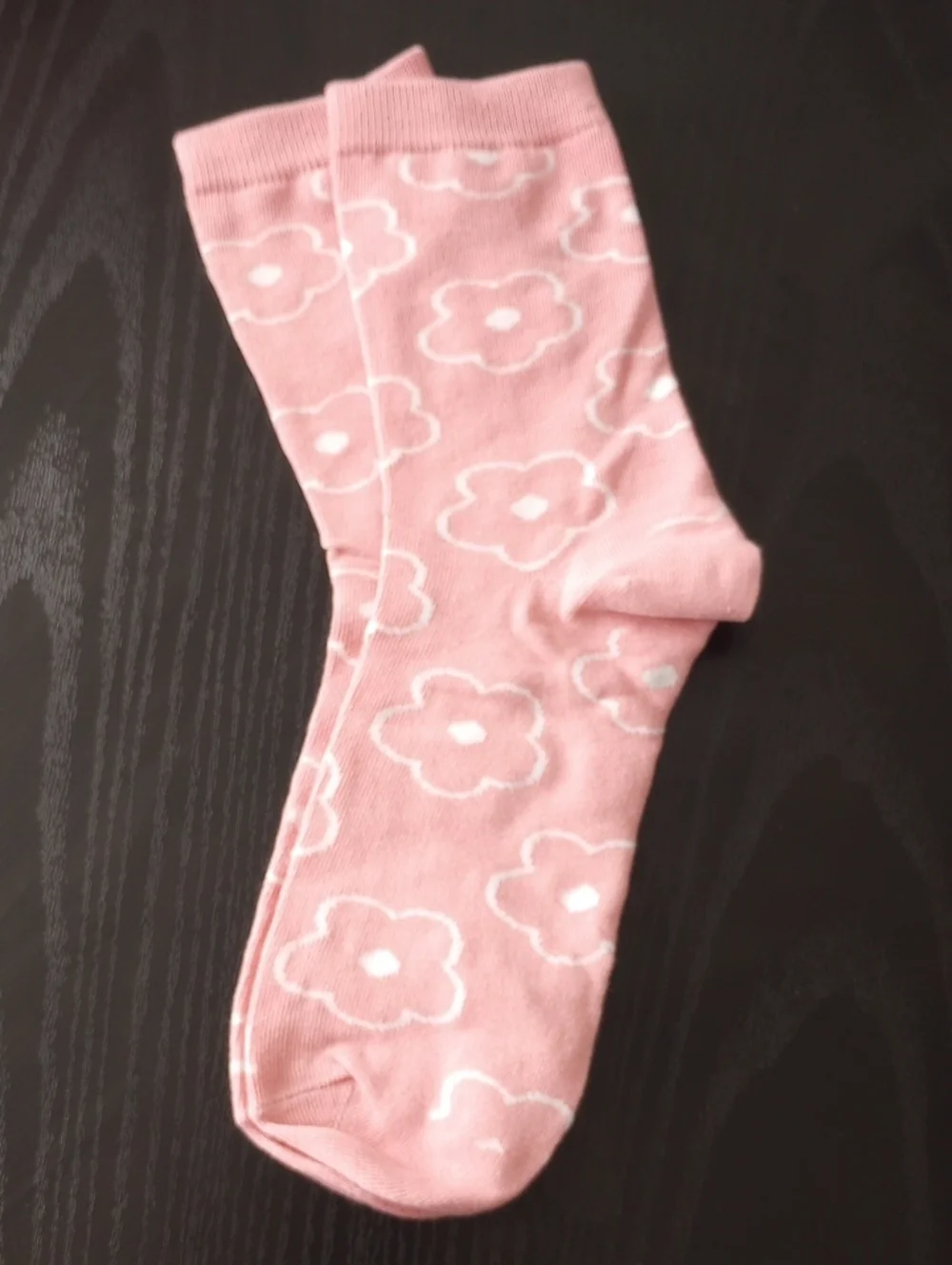 Pink Floral Crew Mid-calf Socks Cute Bloom Pattern